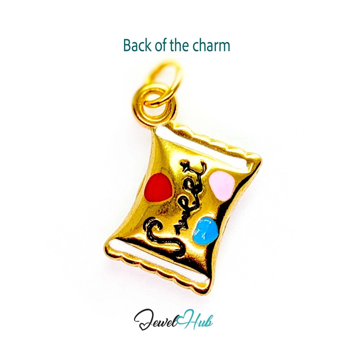 Enamel wrapped sweet charm in gold stainless steel - reverse - JewelHub