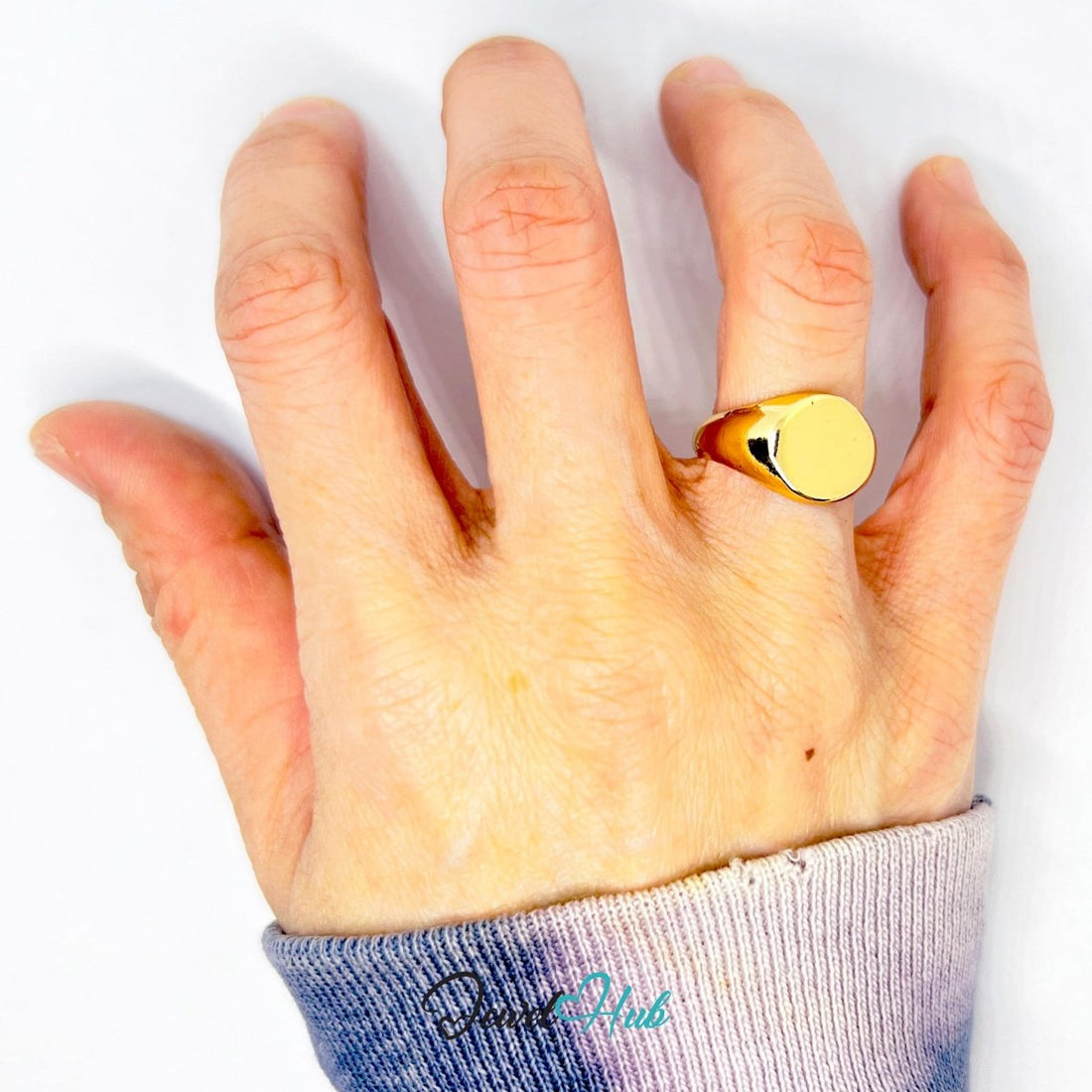 EyeGaze Gold - Plated Zinc Ring · Sculptural Circular Statement - JewelHub.co.uk