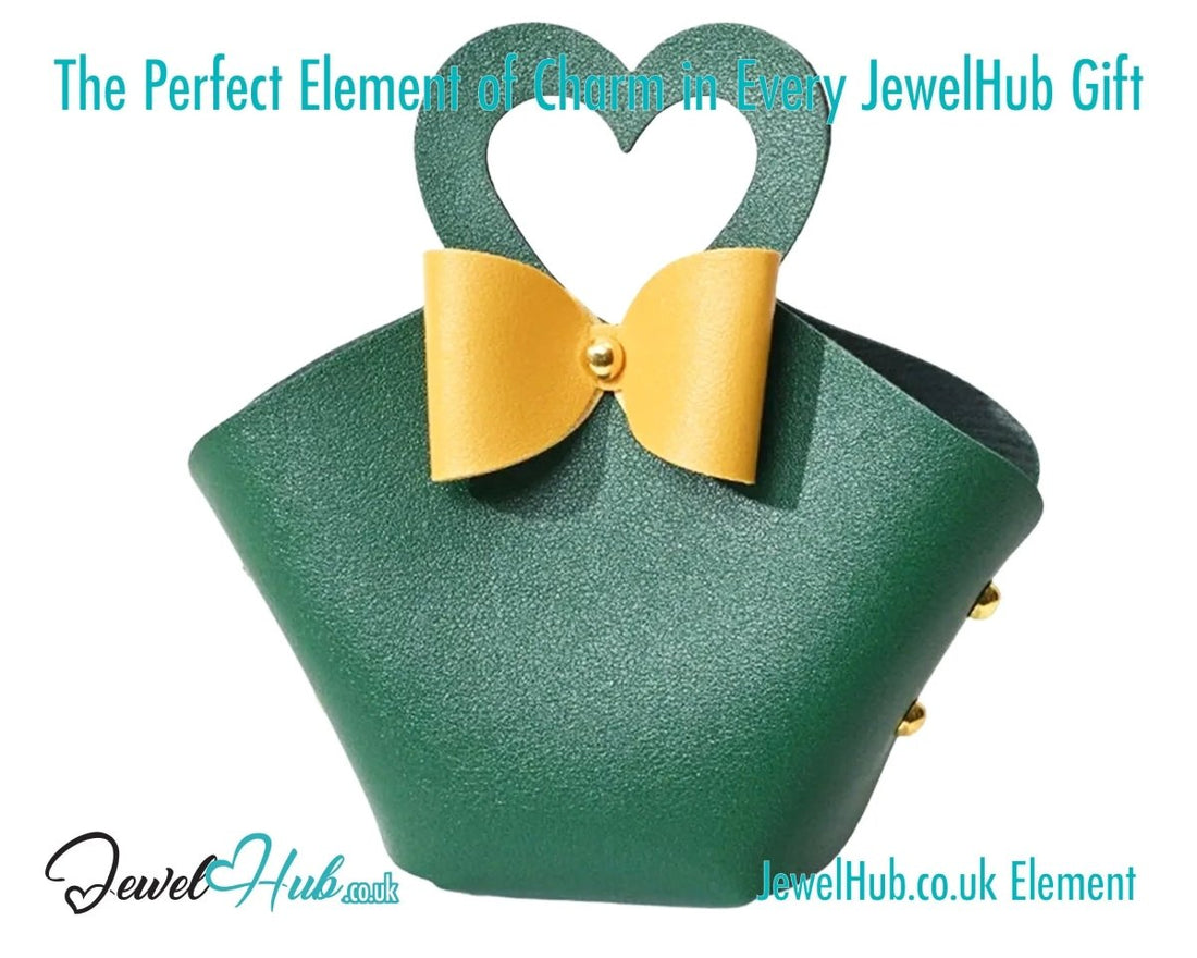 Faux Leather Bowtie Display Tote (Olive Bloom & Satin Gold) – Jewellery Display & Gift Accent - JewelHub.co.uk