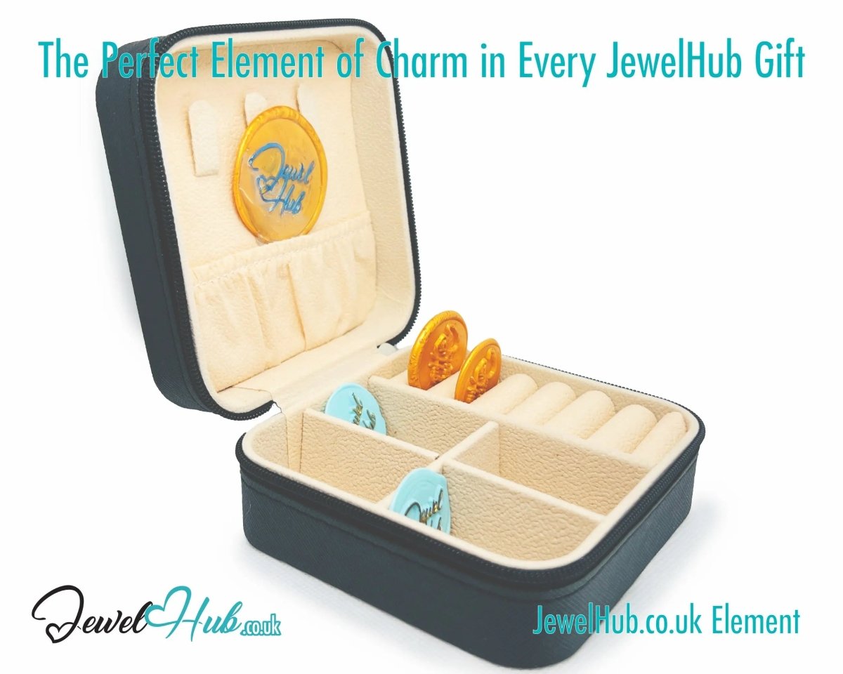 Faux Leather Jewelry Box 🖤 Black with Velvet Interior · Compact Design · Zipper Closure - JewelHub.co.uk