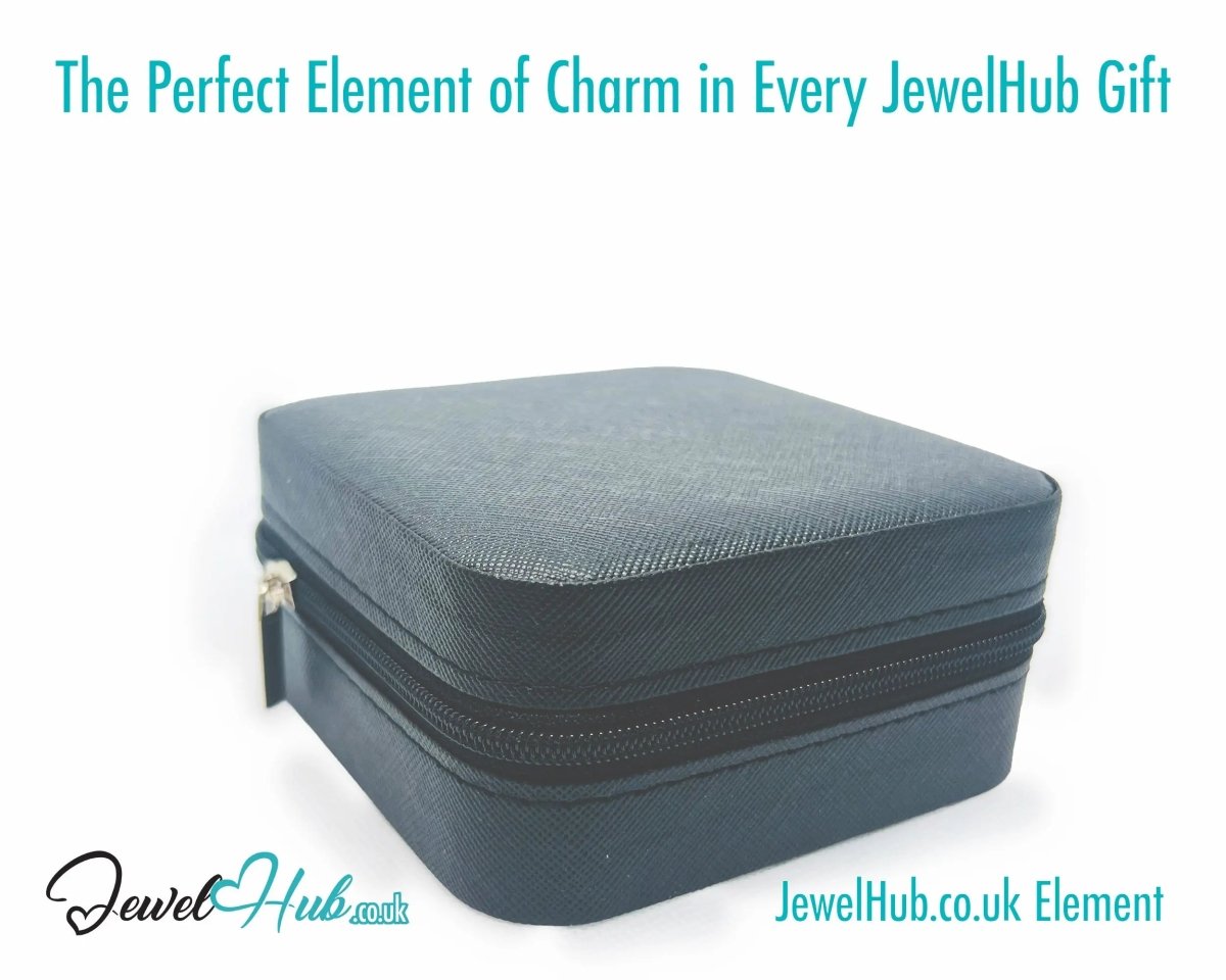 Faux Leather Jewelry Box 🖤 Black with Velvet Interior · Compact Design · Zipper Closure - JewelHub.co.uk