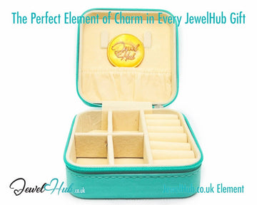 Faux Leather Travel Jewelry Box 💎 Cyan with Velvet Interior · Compact Organizer · 100g · Zipper Closure - JewelHub.co.uk