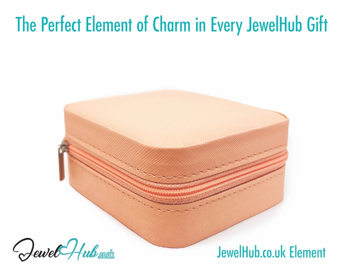 Faux Leather Travel Jewelry Box 🧡 Orange Compact · Velvet Interior · Zipper Closure - JewelHub.co.uk