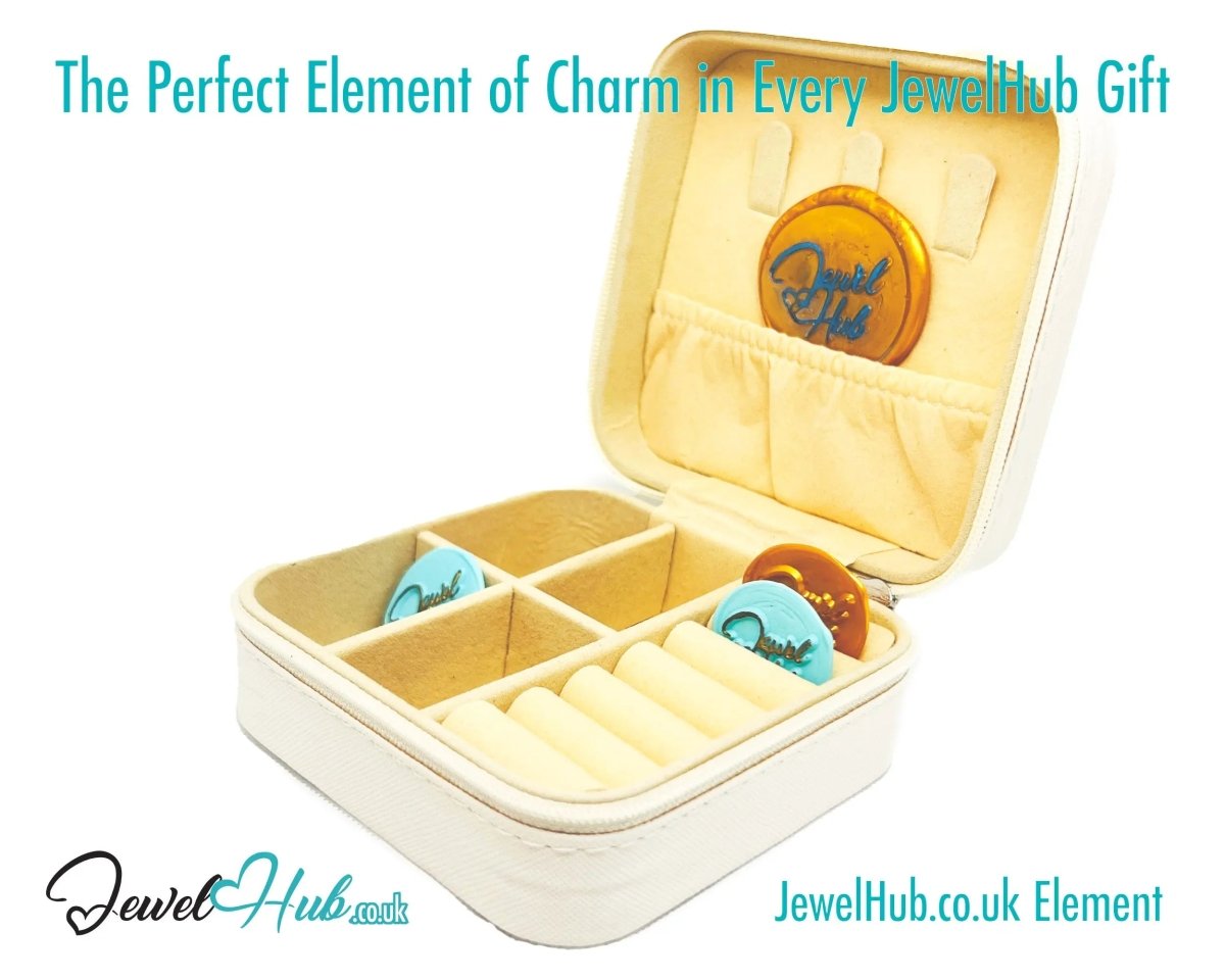 Faux Leather Travel Jewelry Box - White with Velvet Interior · Compact Organizer · Zipper Closure - JewelHub.co.uk