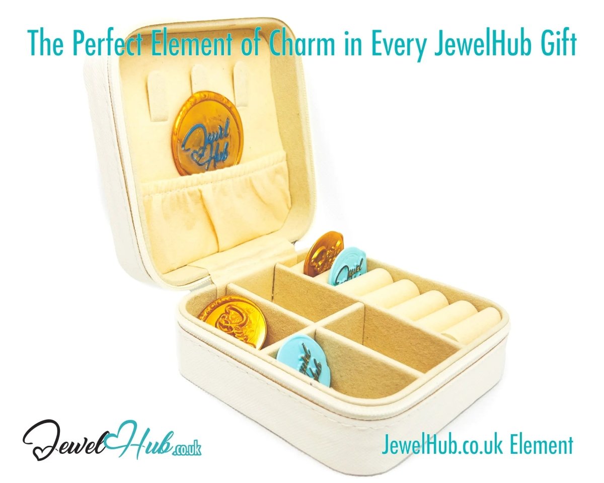 Faux Leather Travel Jewelry Box - White with Velvet Interior · Compact Organizer · Zipper Closure - JewelHub.co.uk