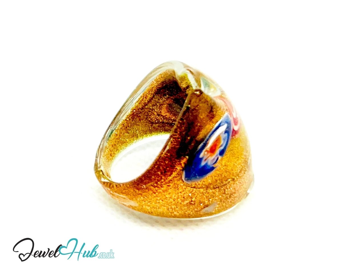 FloraGlow 🌀 Glass Ring – UK O · US 7.5 · Giant Series · Handcrafted Glass - JewelHub.co.uk