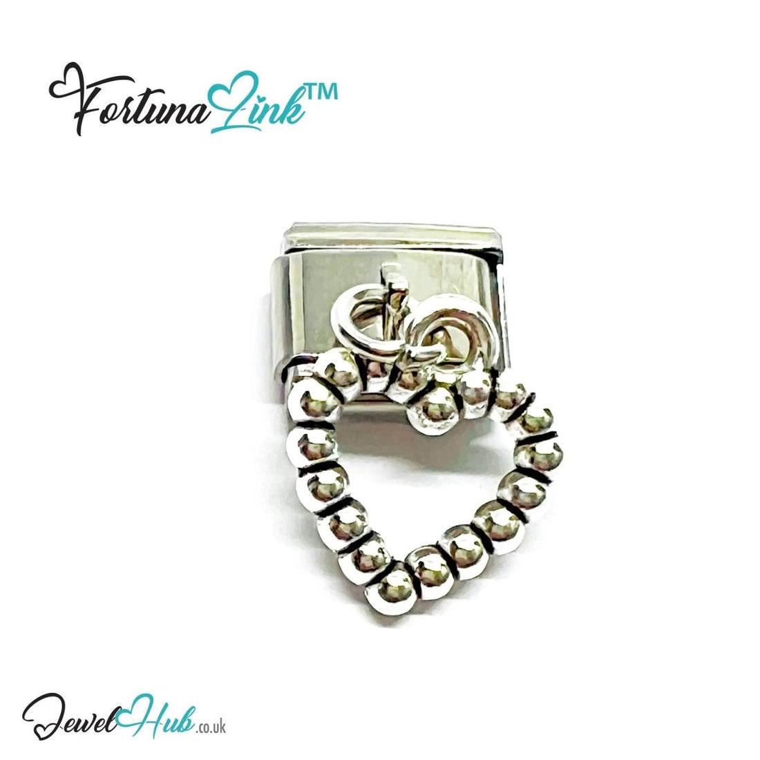 FortunaLink™ Dangling Hollow Heart Series – Multi - Finish Italian Bracelet Charms - JewelHub.co.uk