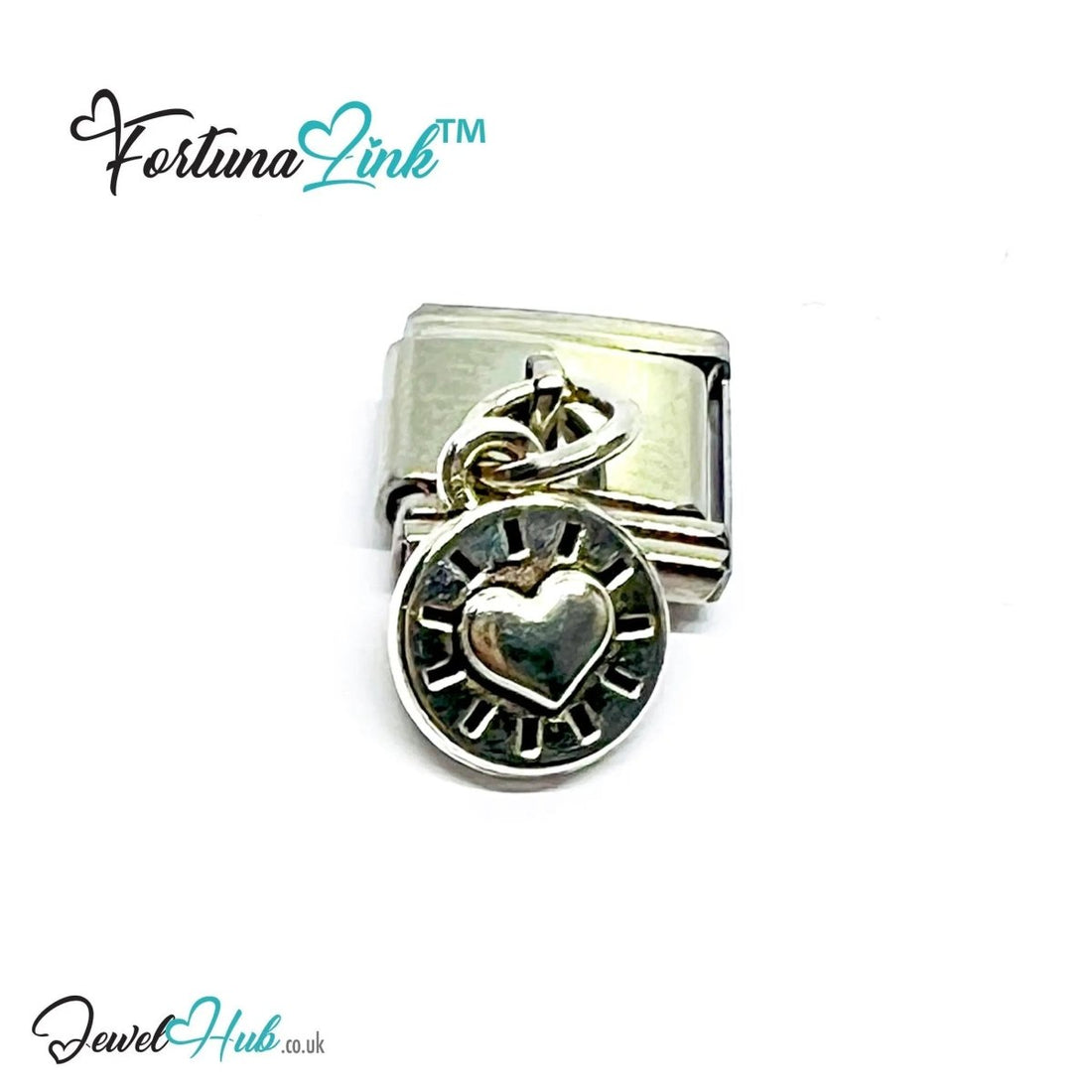 FortunaLink™ Dangling Solid Heart Series – Multi - Finish Italian Bracelet Charms - JewelHub.co.uk