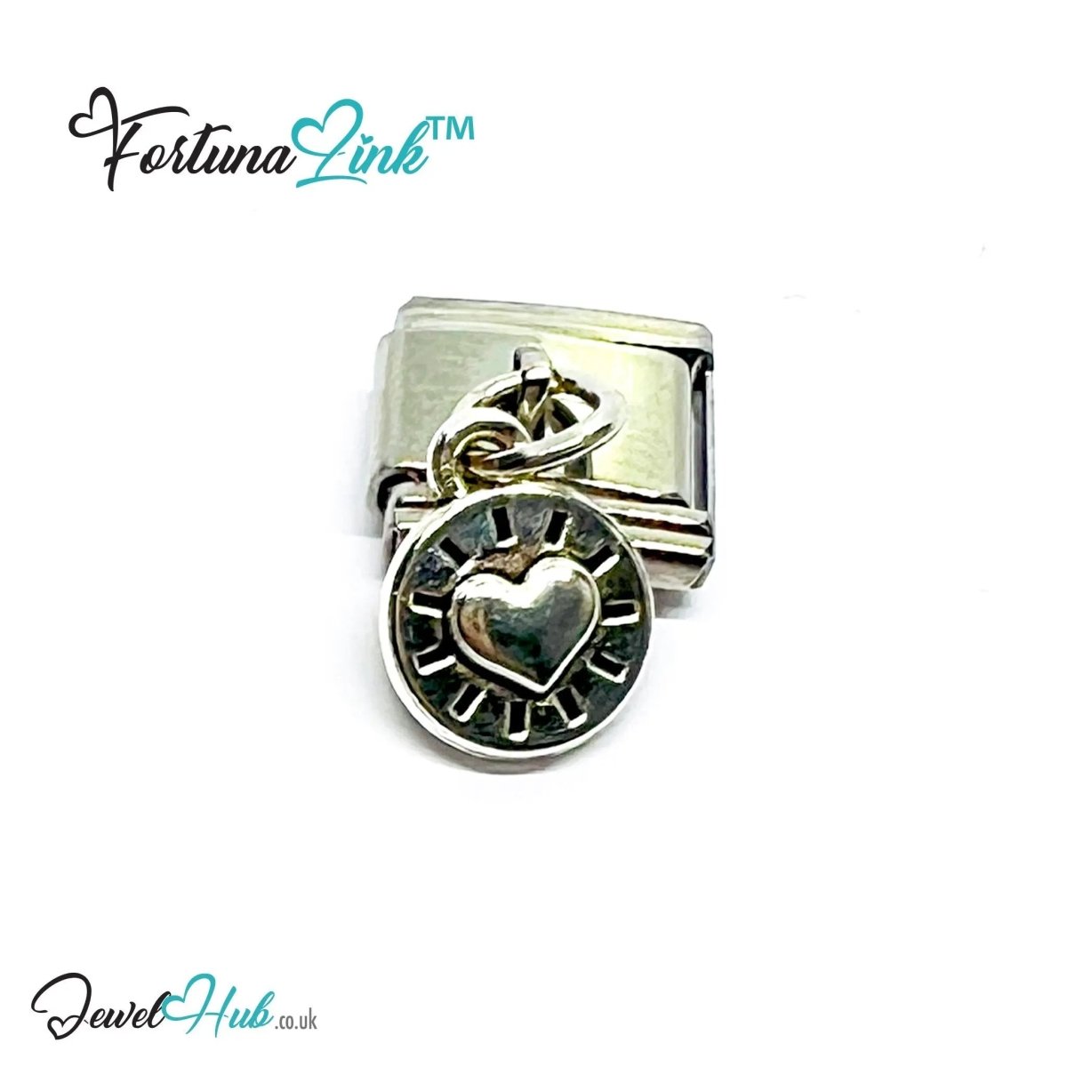 FortunaLink™ Dangling Solid Heart Series – Multi - Finish Italian Bracelet Charms - JewelHub.co.uk