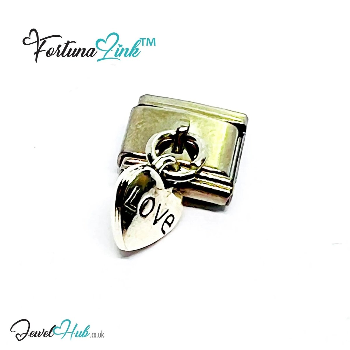 FortunaLink™ Dangling Solid Heart Series – Multi - Finish Italian Bracelet Charms - JewelHub.co.uk