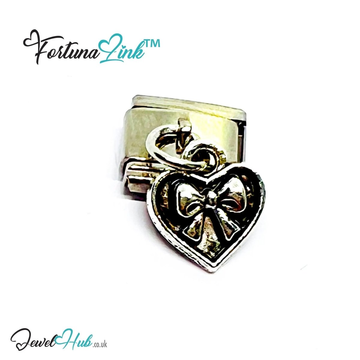 FortunaLink™ Dangling Solid Heart Series – Multi - Finish Italian Bracelet Charms - JewelHub.co.uk