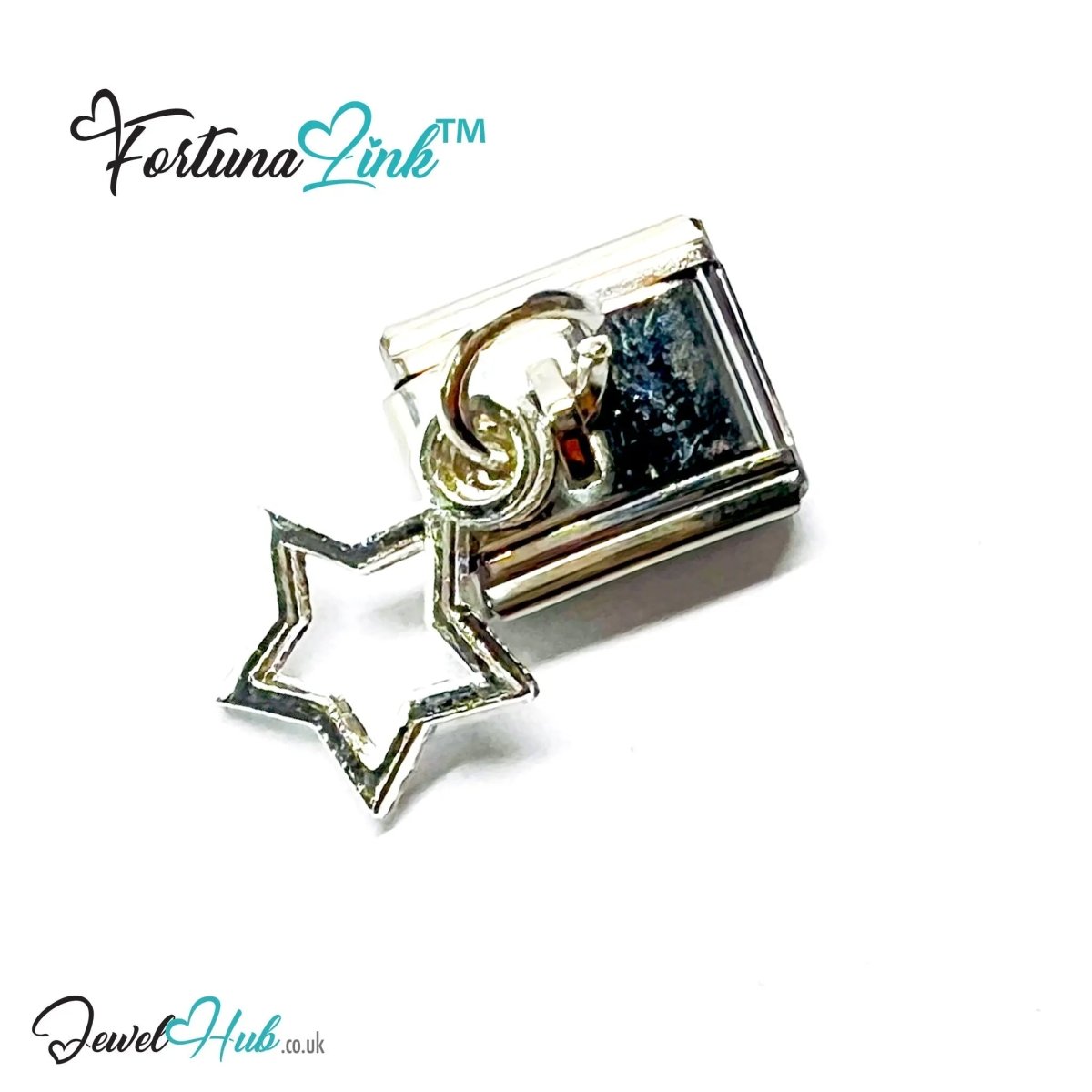 FortunaLink™ Dangling Stars Series – Silver - Plated Italian Bracelet Charms - JewelHub.co.uk