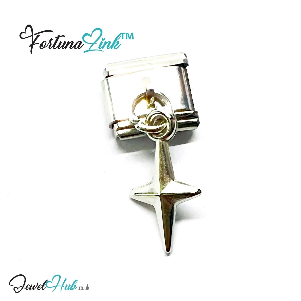 FortunaLink™ Dangling Stars Series – Silver - Plated Italian Bracelet Charms - JewelHub.co.uk