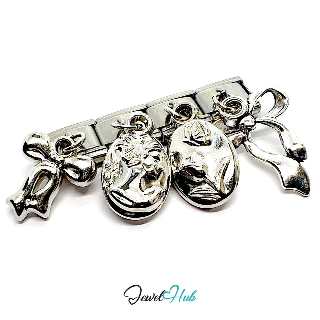 FortunaLink™ Elegance Series - Ribbon & Bloom Charm Set - JewelHub.co.uk