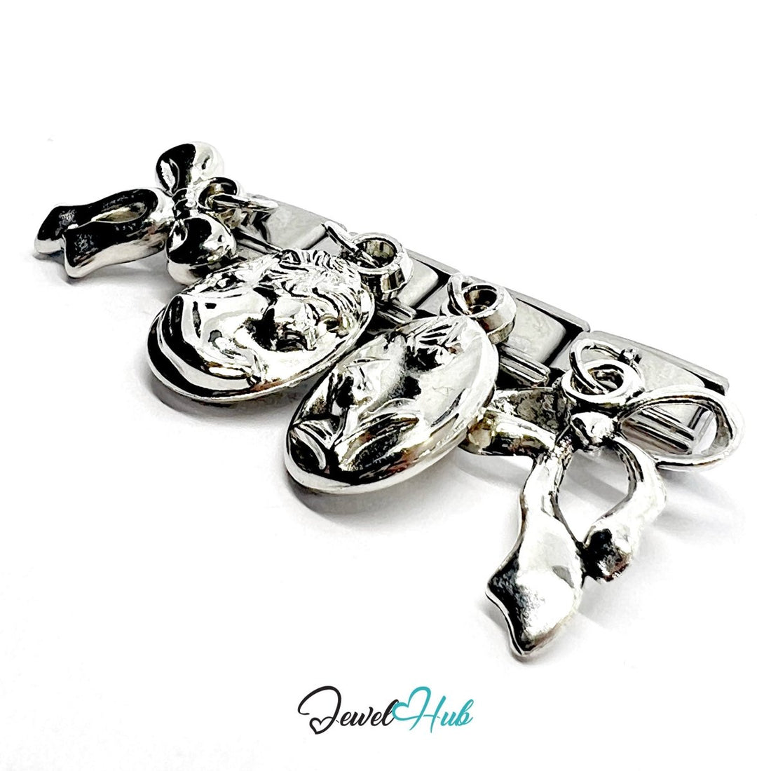 FortunaLink™ Elegance Series - Ribbon & Bloom Charm Set - JewelHub.co.uk