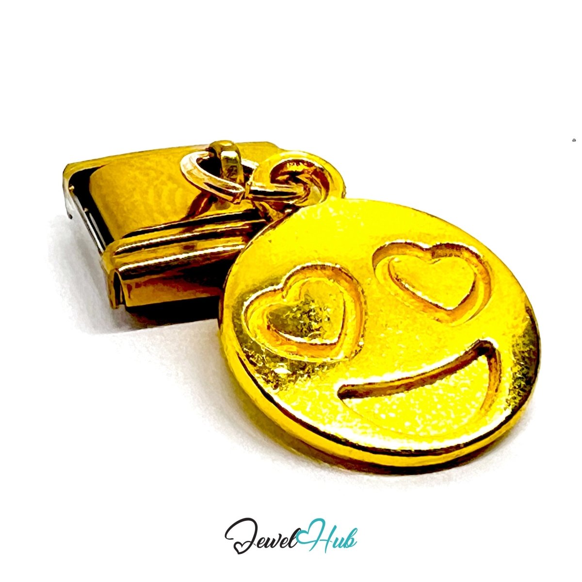 FortunaLink™ Feelings Out Loud – Golden Happy Face Emoji Charm - JewelHub.co.uk