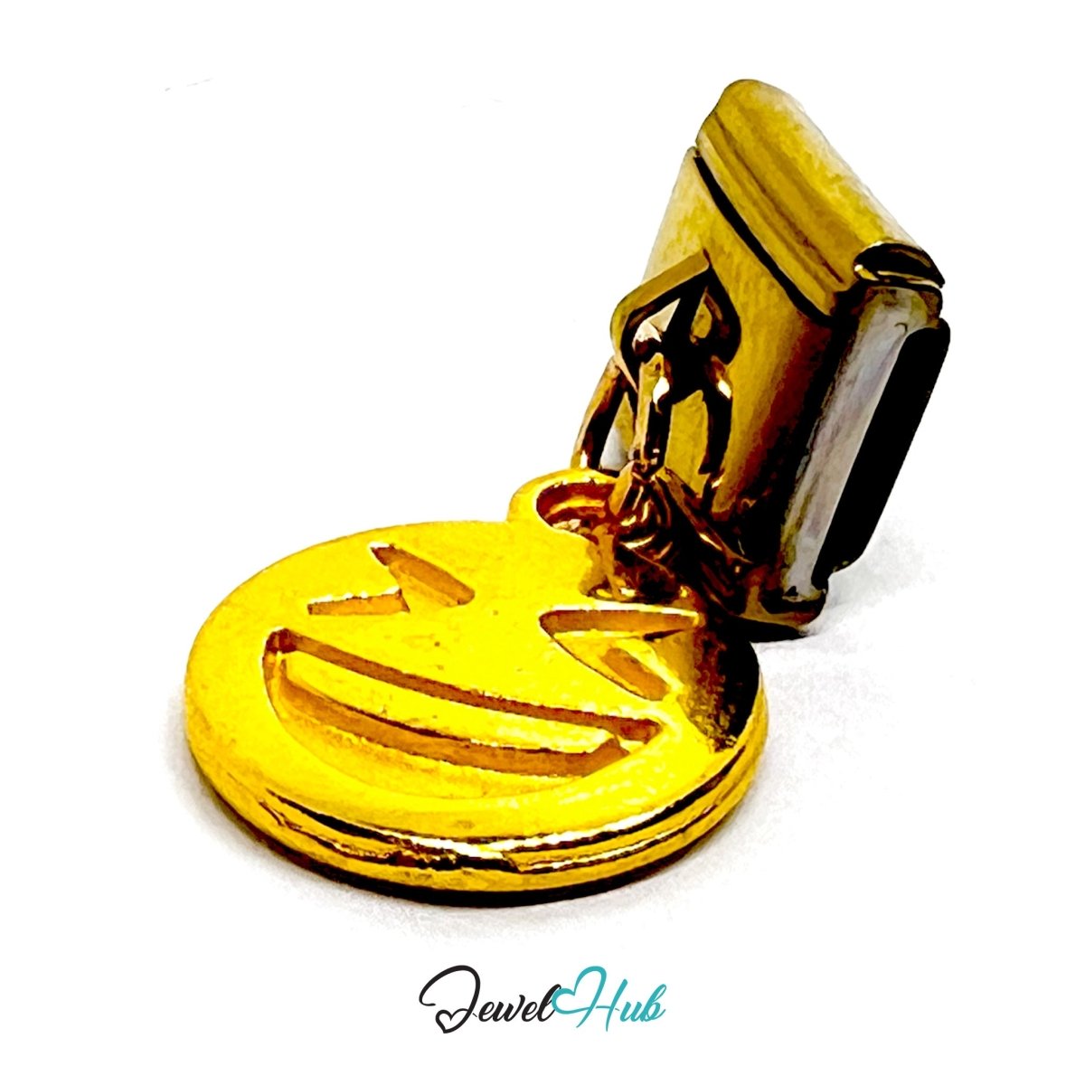 FortunaLink™ Feelings Out Loud – Golden Happy Face Emoji Charm - JewelHub.co.uk