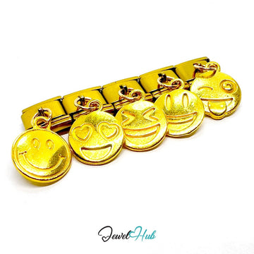 FortunaLink™ Feelings Out Loud – Golden Happy Face Emoji Charm - JewelHub.co.uk