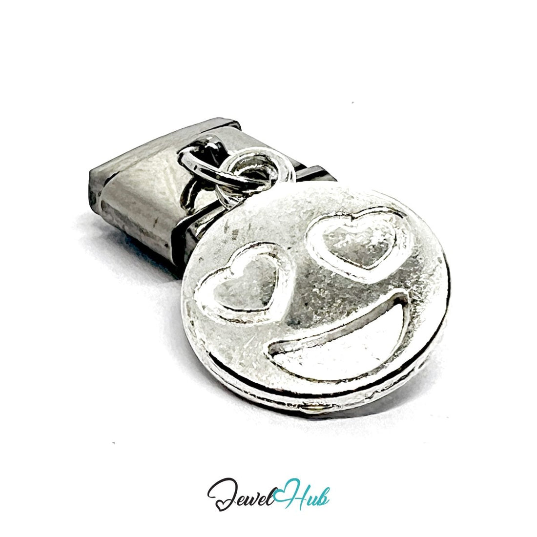 FortunaLink™ Feelings Out Loud Series – Silvery Happy Face Charm Design - JewelHub.co.uk