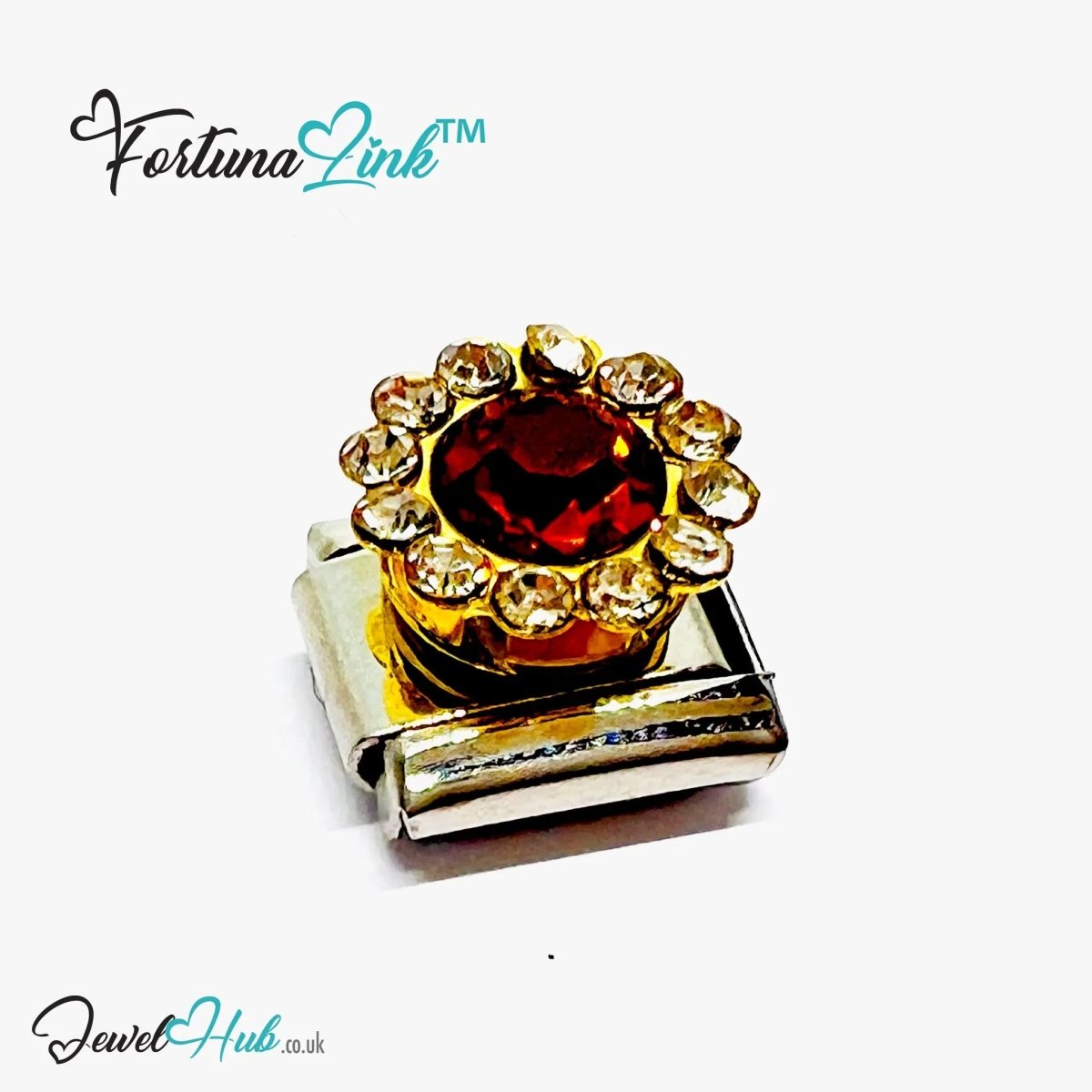 FortunaLink™ Gemstone Italian Charm – Colour Crystal Designs for Daily Luck & Modular Radiance - JewelHub.co.uk