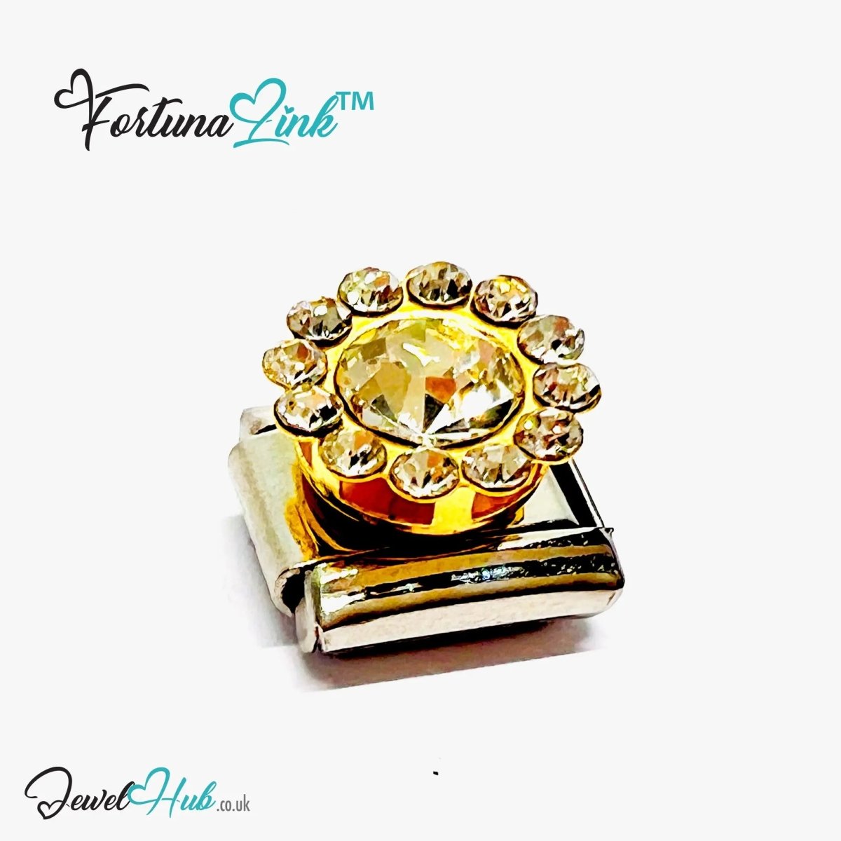 FortunaLink™ Gemstone Italian Charm – Colour Crystal Designs for Daily Luck & Modular Radiance - JewelHub.co.uk