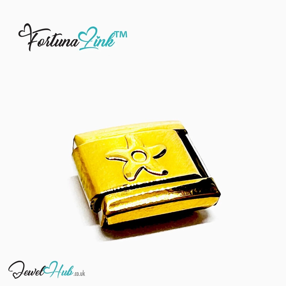 FortunaLink™ Gold - Tone Italian Charm – Symbolic Stainless Steel Designs for Daily Meaning & Modular Elegance - JewelHub.co.uk