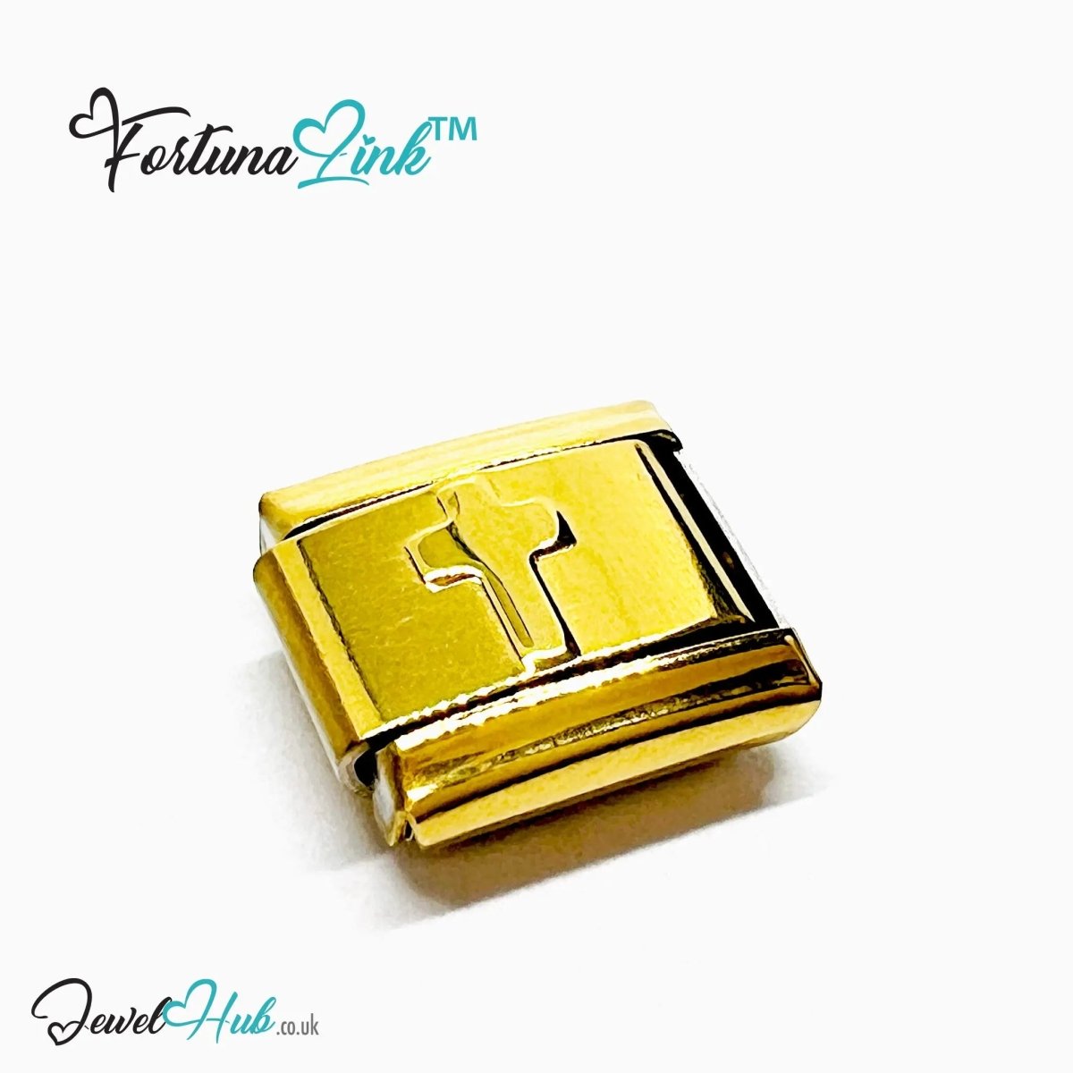 FortunaLink™ Gold - Tone Italian Charm – Symbolic Stainless Steel Designs for Daily Meaning & Modular Elegance - JewelHub.co.uk