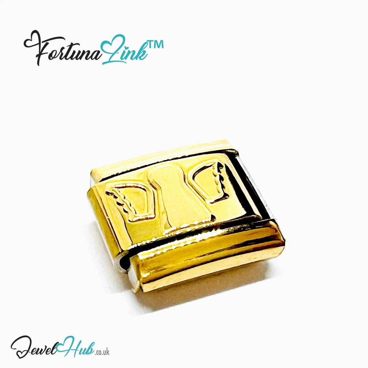 FortunaLink™ Gold - Tone Italian Charm – Symbolic Stainless Steel Designs for Daily Meaning & Modular Elegance - JewelHub.co.uk