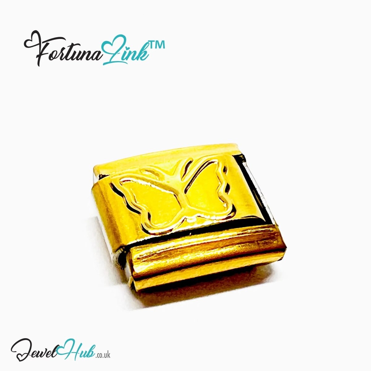 FortunaLink™ Gold - Tone Italian Charm – Symbolic Stainless Steel Designs for Daily Meaning & Modular Elegance - JewelHub.co.uk