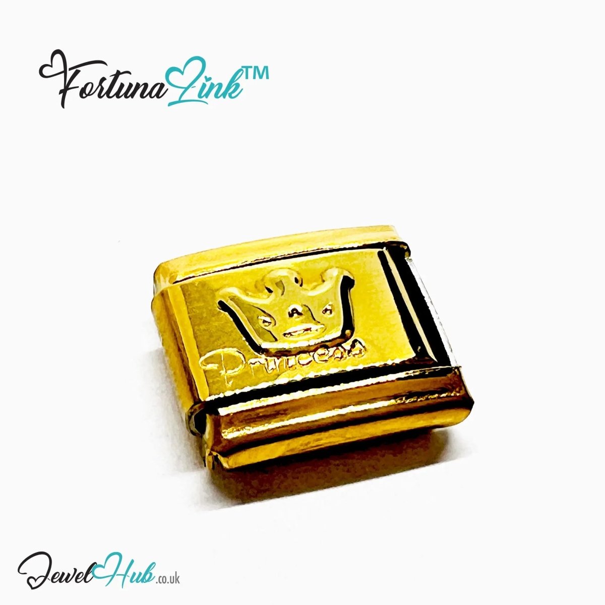 FortunaLink™ Gold - Tone Italian Charm – Symbolic Stainless Steel Designs for Daily Meaning & Modular Elegance - JewelHub.co.uk