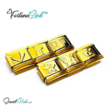FortunaLink™ Gold - Tone Italian Charm – Symbolic Stainless Steel Designs for Daily Meaning & Modular Elegance - JewelHub.co.uk