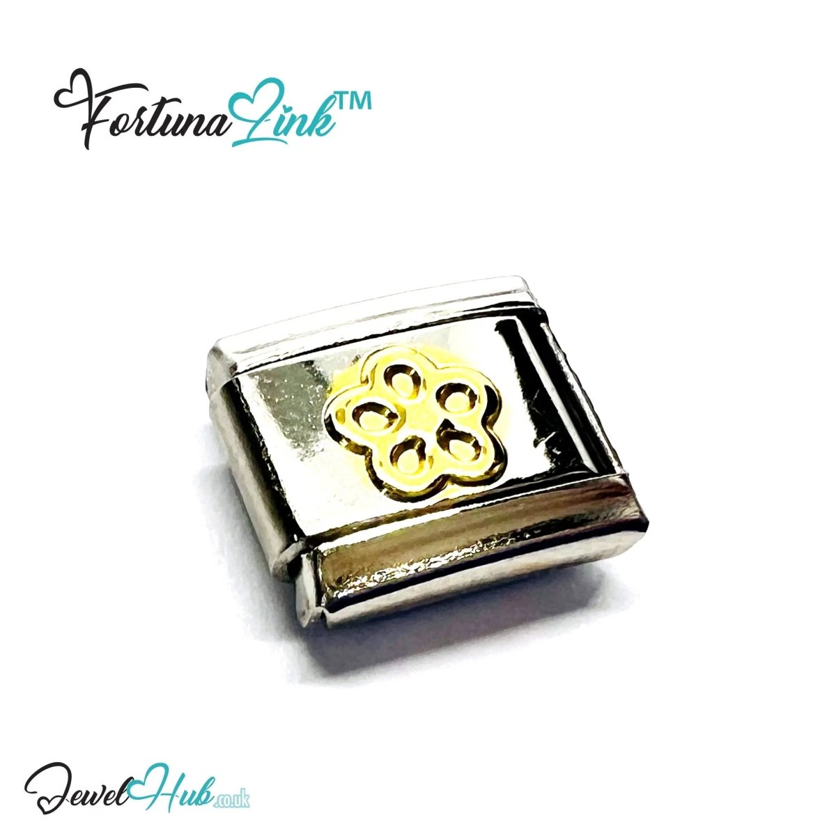 FortunaLink™ Gold - Tone Silver Charms for Italian Bracelet – Modular Stainless Steel Links - JewelHub.co.uk