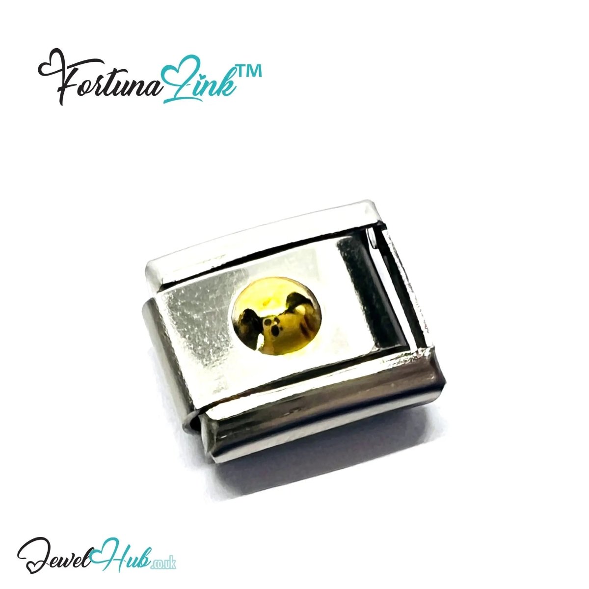 FortunaLink™ Gold - Tone Silver Charms for Italian Bracelet – Modular Stainless Steel Links - JewelHub.co.uk