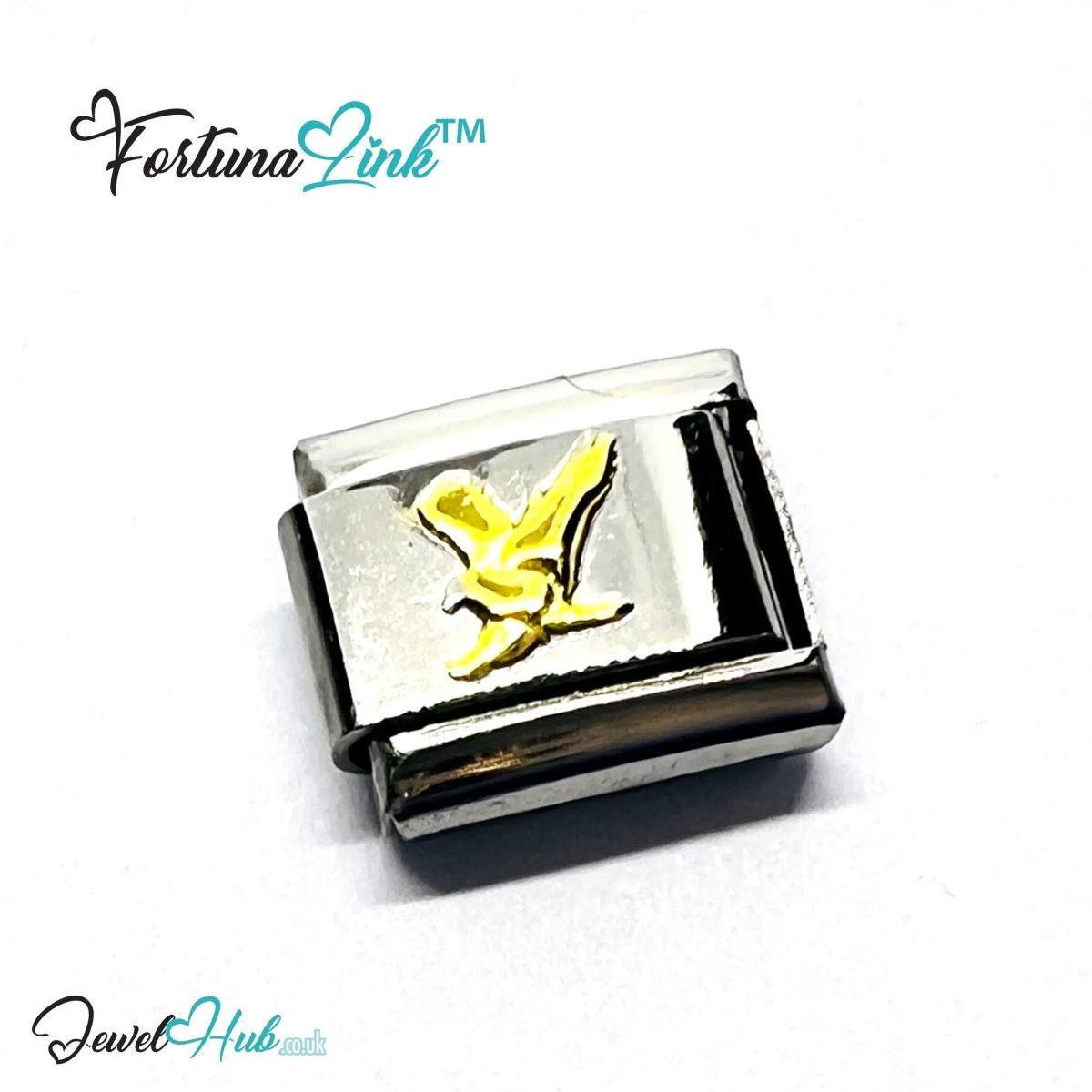FortunaLink™ Gold - Tone Silver Charms for Italian Bracelet – Modular Stainless Steel Links - JewelHub.co.uk