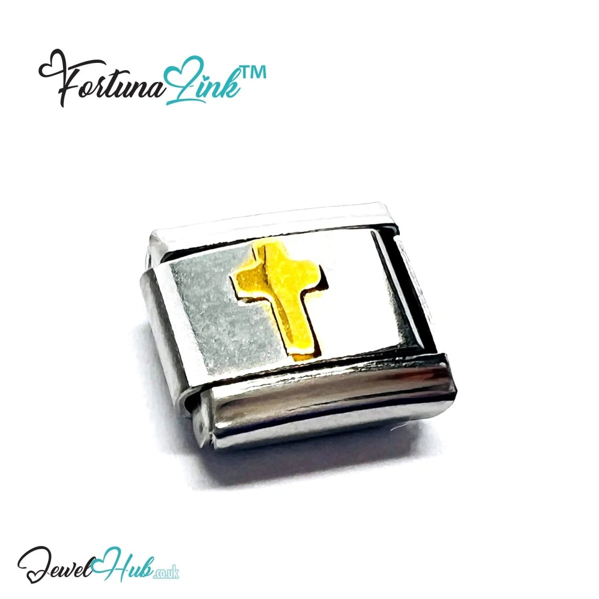 FortunaLink™ Gold - Tone Silver Charms for Italian Bracelet – Modular Stainless Steel Links - JewelHub.co.uk