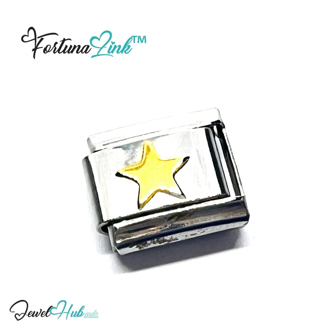FortunaLink™ Gold - Tone Silver Charms for Italian Bracelet – Modular Stainless Steel Links - JewelHub.co.uk