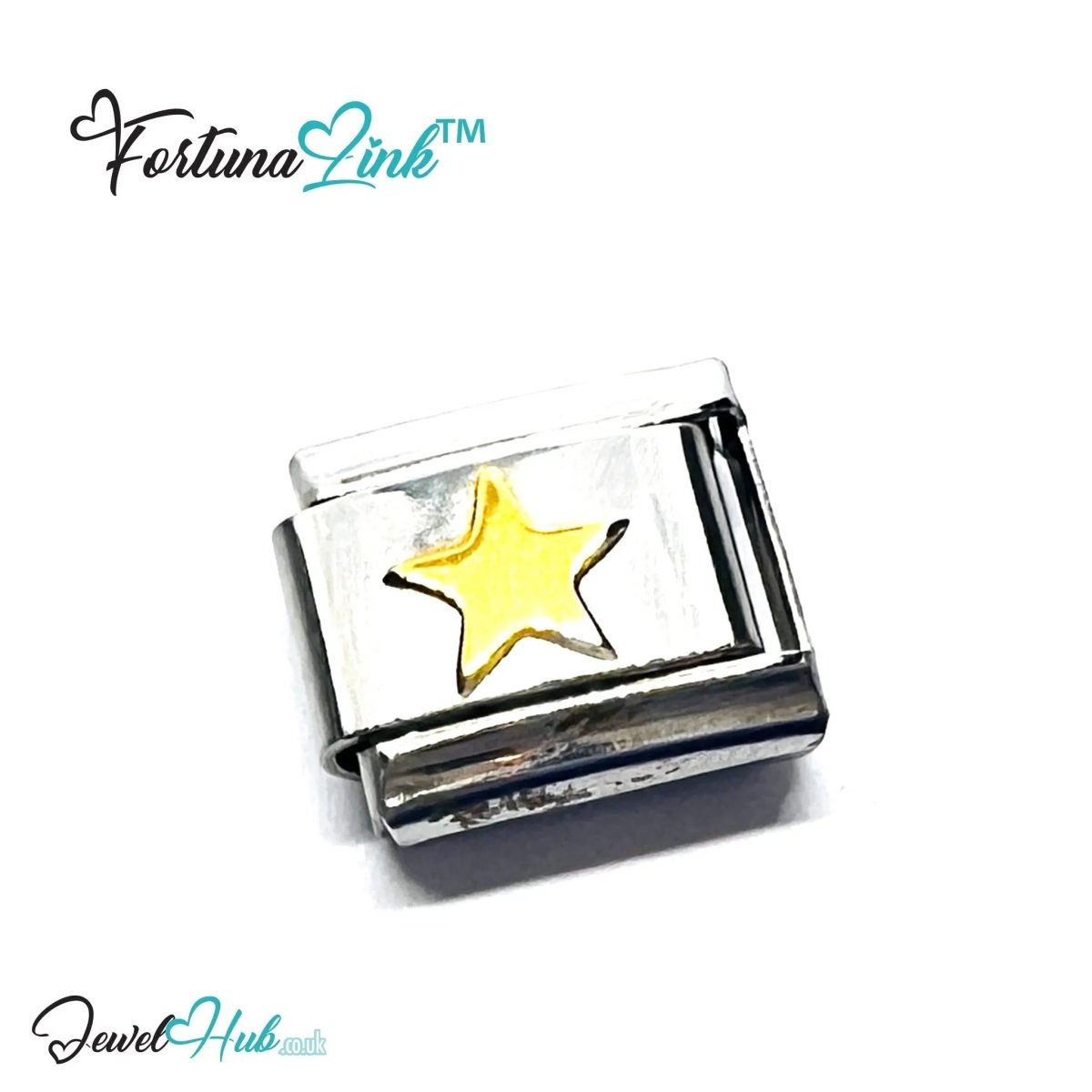 FortunaLink™ Gold - Tone Silver Charms for Italian Bracelet – Modular Stainless Steel Links - JewelHub.co.uk