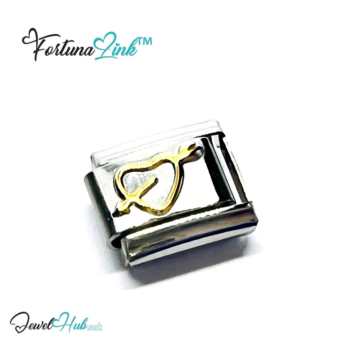 FortunaLink™ Gold - Tone Silver Charms for Italian Bracelet – Modular Stainless Steel Links - JewelHub.co.uk