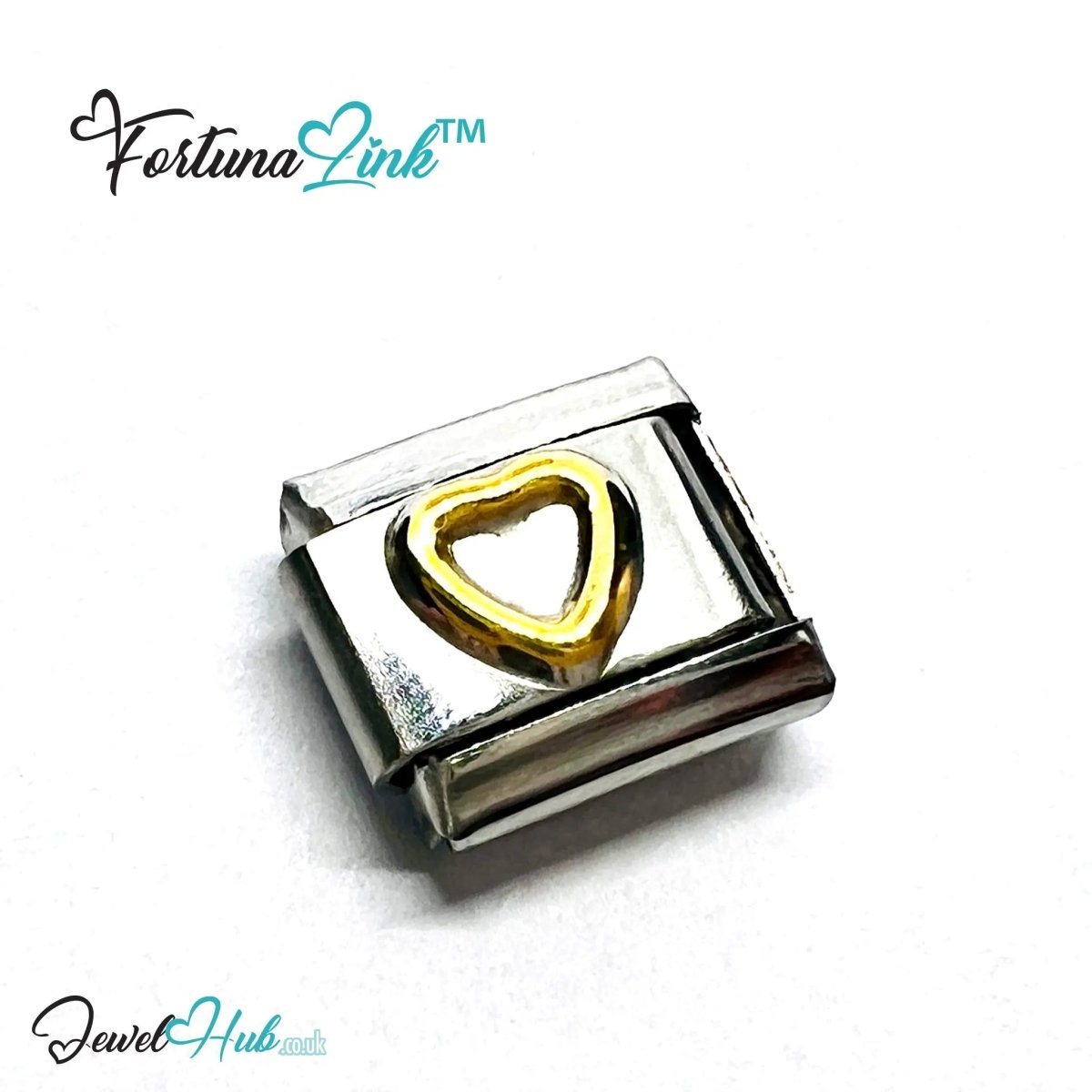 FortunaLink™ Gold - Tone Silver Charms for Italian Bracelet – Modular Stainless Steel Links - JewelHub.co.uk