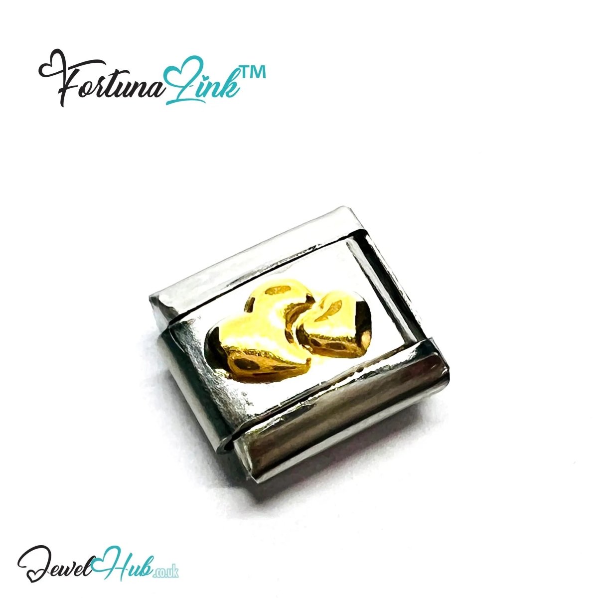 FortunaLink™ Gold - Tone Silver Charms for Italian Bracelet – Modular Stainless Steel Links - JewelHub.co.uk