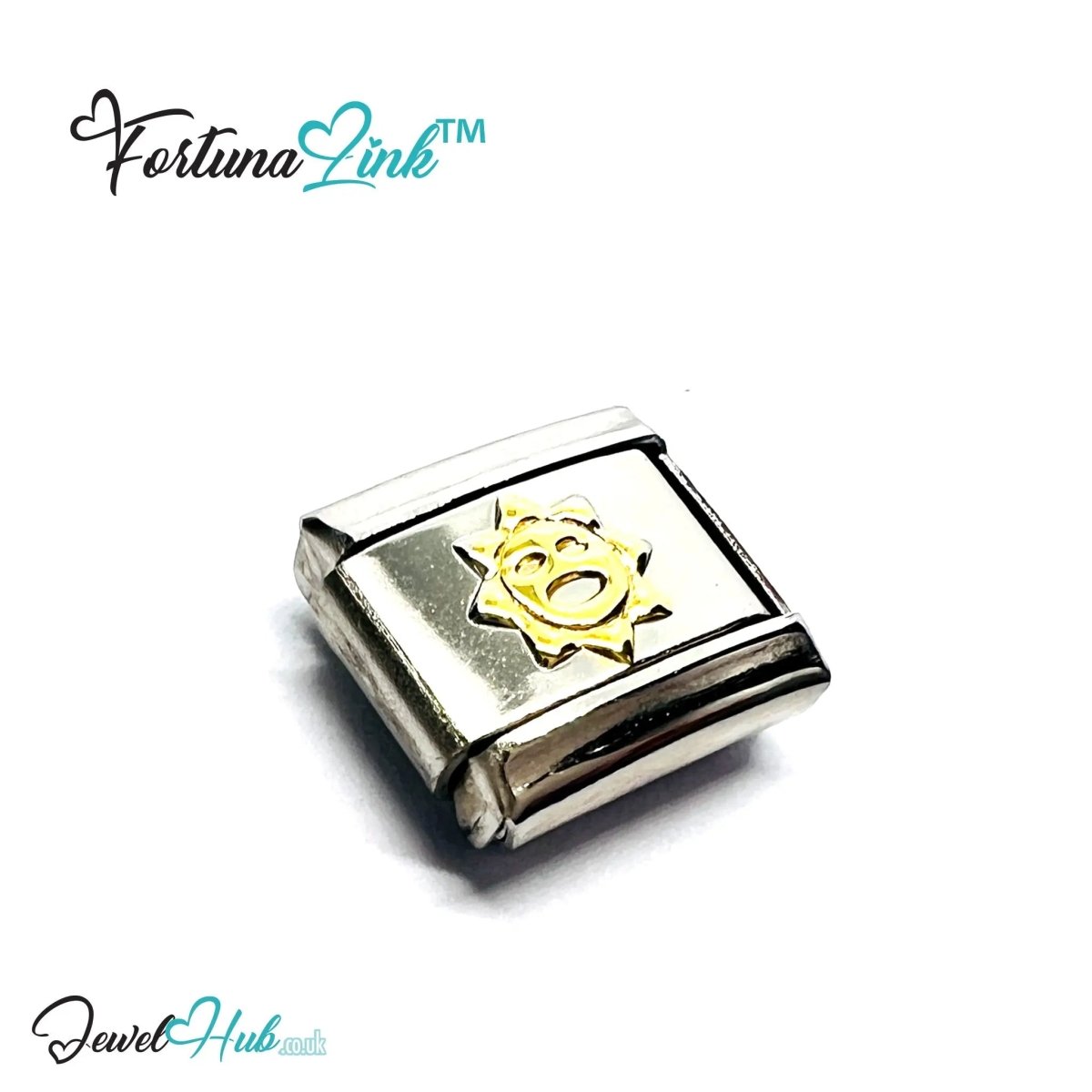 FortunaLink™ Gold - Tone Silver Charms for Italian Bracelet – Modular Stainless Steel Links - JewelHub.co.uk