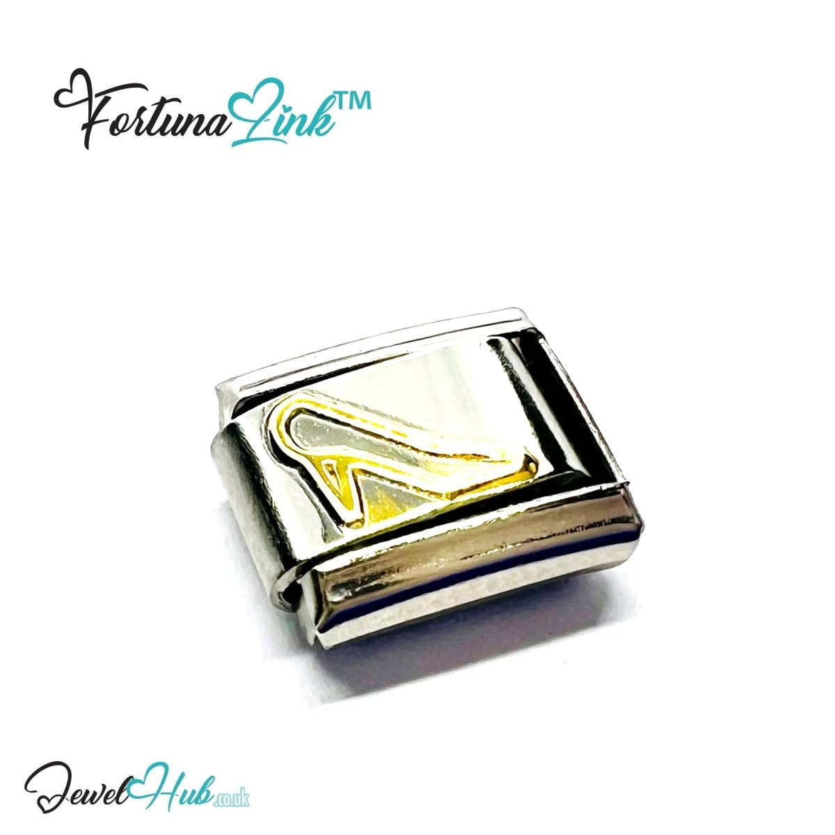 FortunaLink™ Gold - Tone Silver Charms for Italian Bracelet – Modular Stainless Steel Links - JewelHub.co.uk