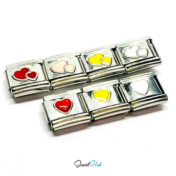 FortunaLink™ Heart Charm – 7 Stainless Steel Italian Bracelet Links for Love, Colour & Connection - JewelHub.co.uk