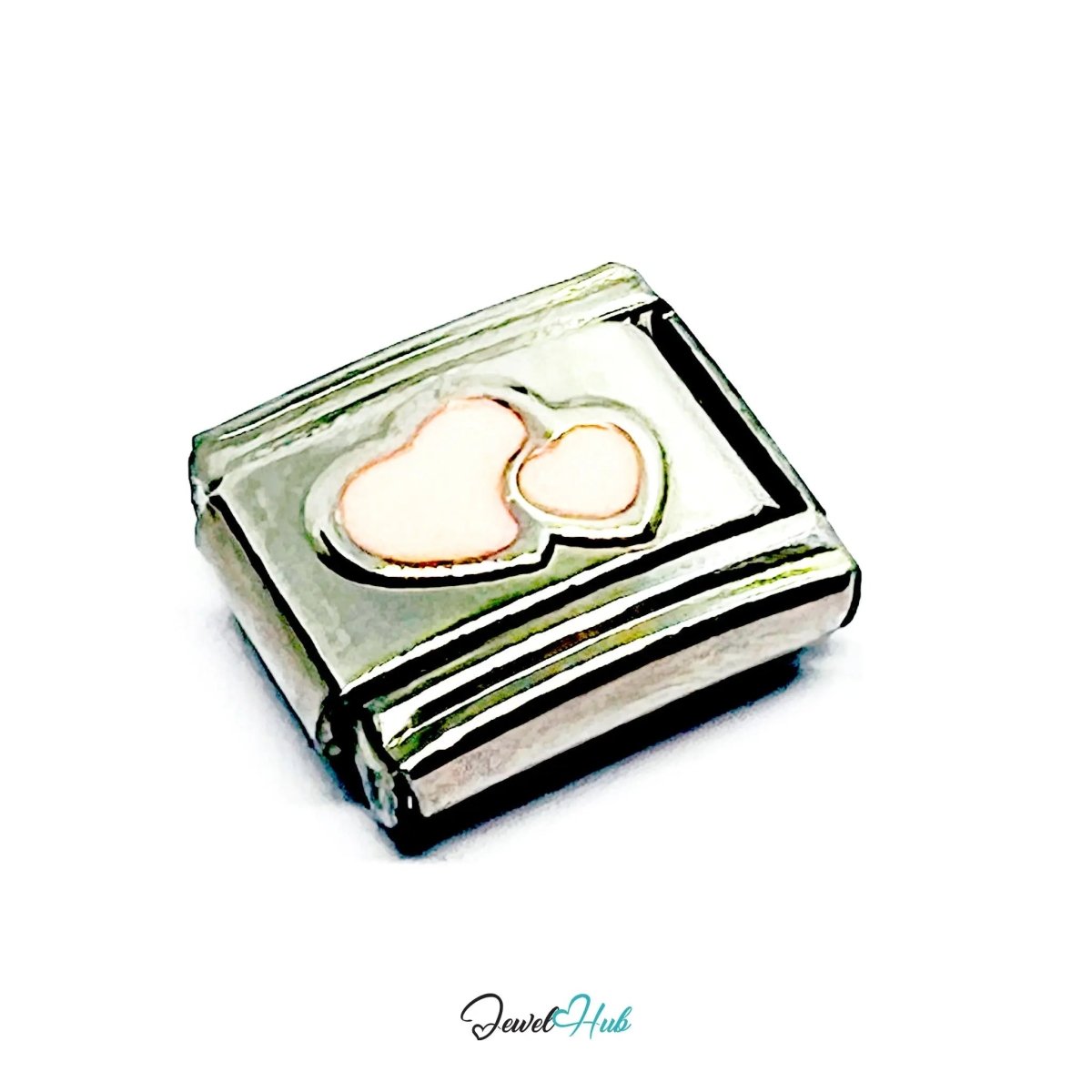 FortunaLink™ Heart Charm – 7 Stainless Steel Italian Bracelet Links for Love, Colour & Connection - JewelHub.co.uk