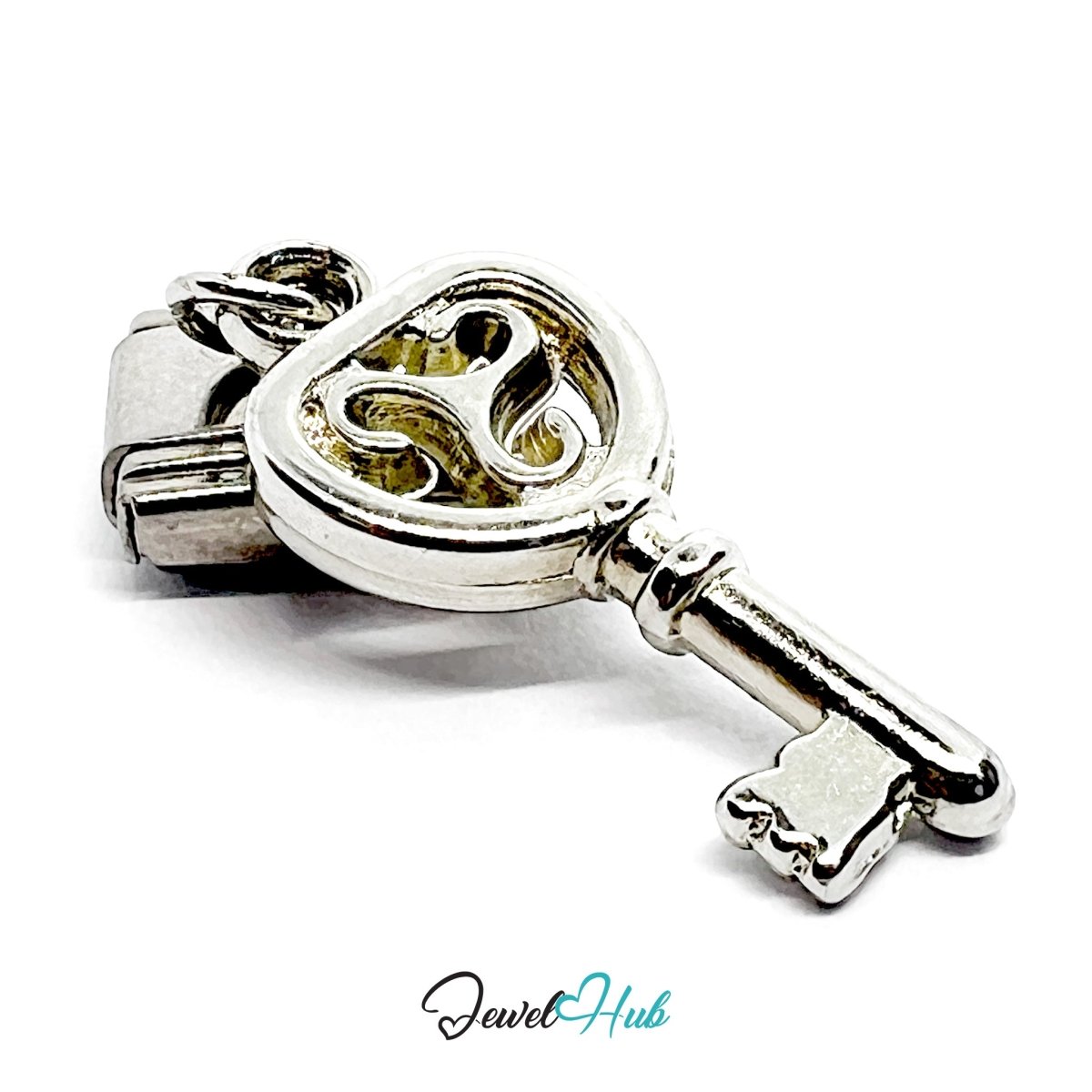 FortunaLink™ Hidden Wishes Series – Key & Winged Lock Charm - JewelHub.co.uk
