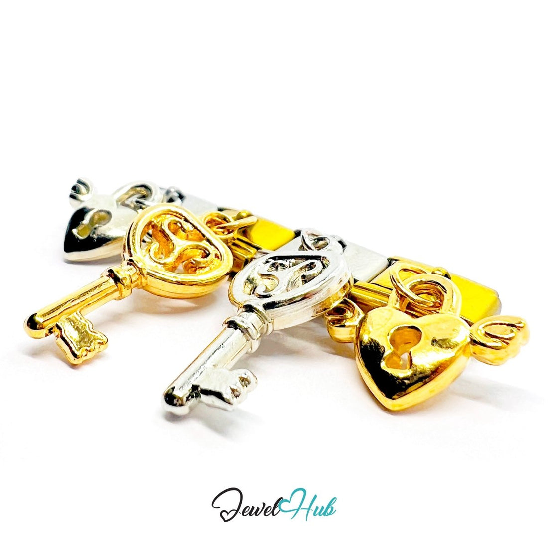 FortunaLink™ Hidden Wishes Series – Key & Winged Lock Charm - JewelHub.co.uk