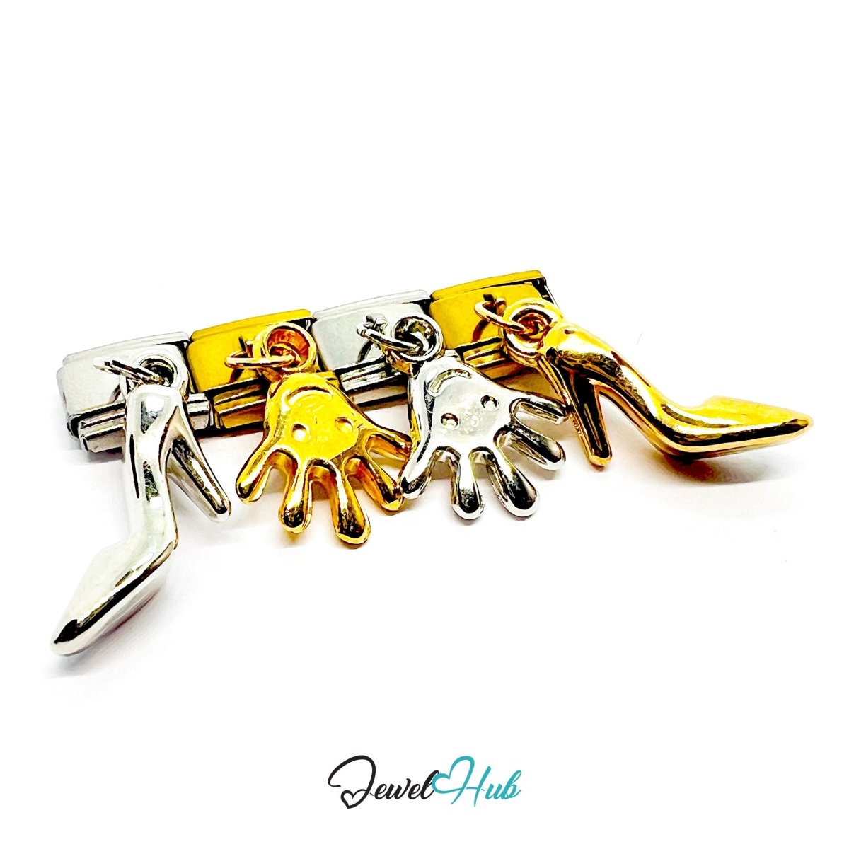 FortunaLink™ High Spirits Series – Heel & Happy Hand Charms - JewelHub.co.uk