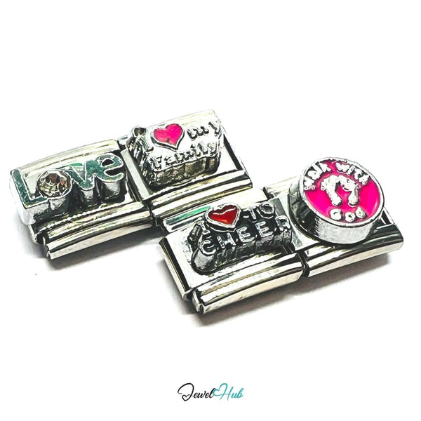 FortunaLink™ Identity Charm – Love & Cheers Edition (9mm Italian Bracelets) - JewelHub.co.uk