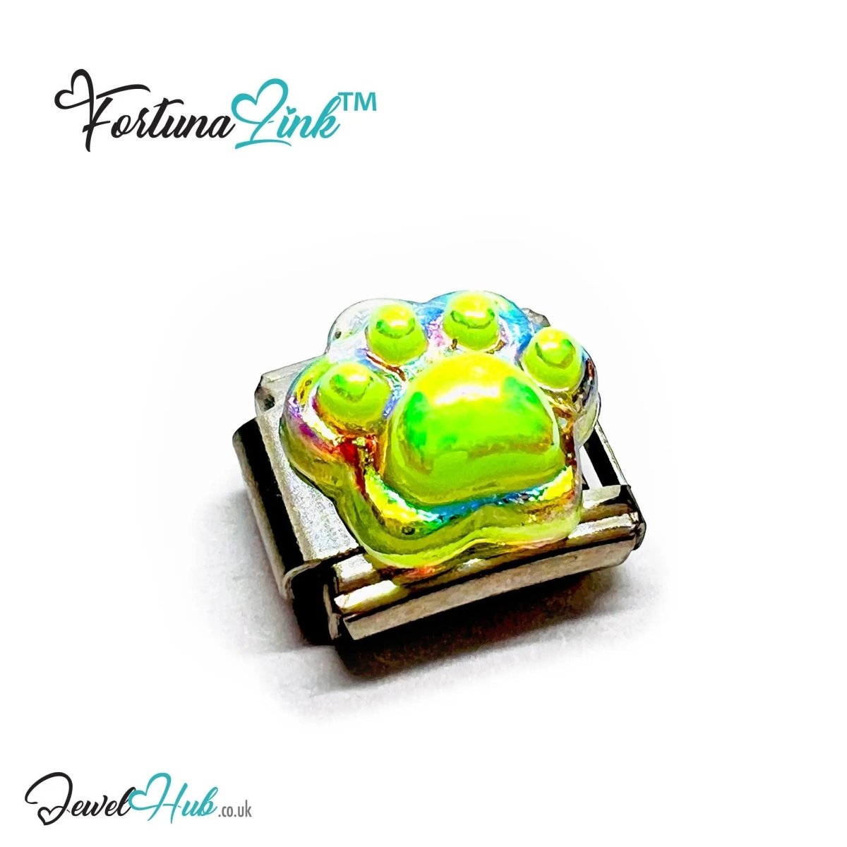 FortunaLink™ Italian Bracelet Charm – Modular Paw Print Design for Colourful Everyday Style - JewelHub.co.uk