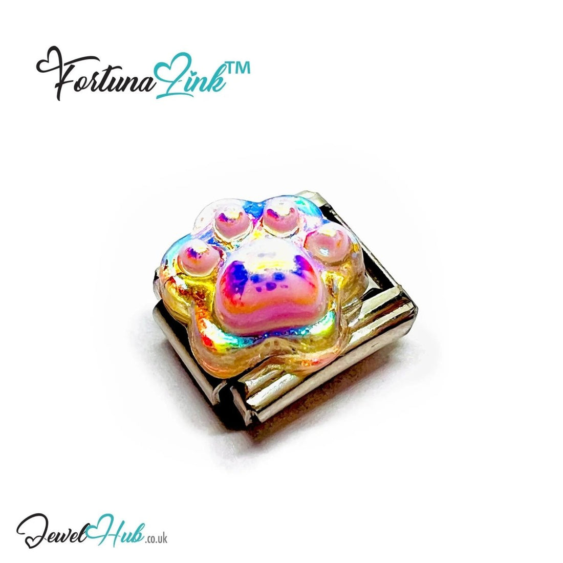 FortunaLink™ Italian Bracelet Charm – Modular Paw Print Design for Colourful Everyday Style - JewelHub.co.uk
